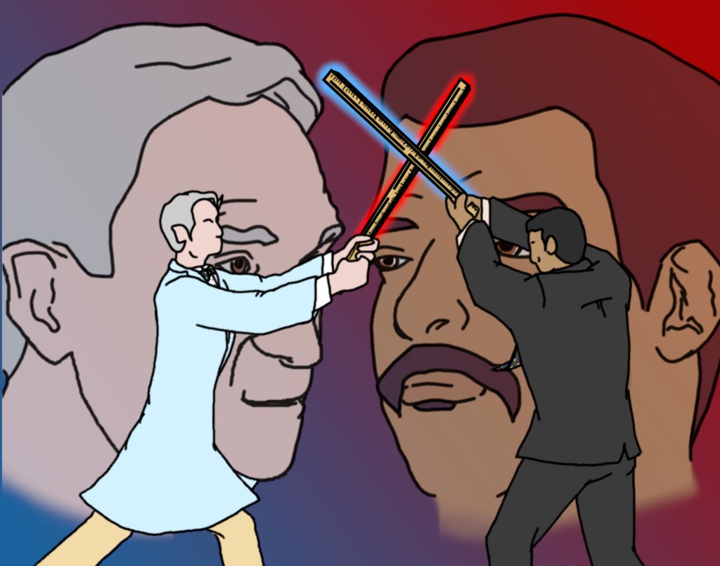 Bill Nye the science guy and Neil Degrasse Tyson in a Star Wars Themed Battle