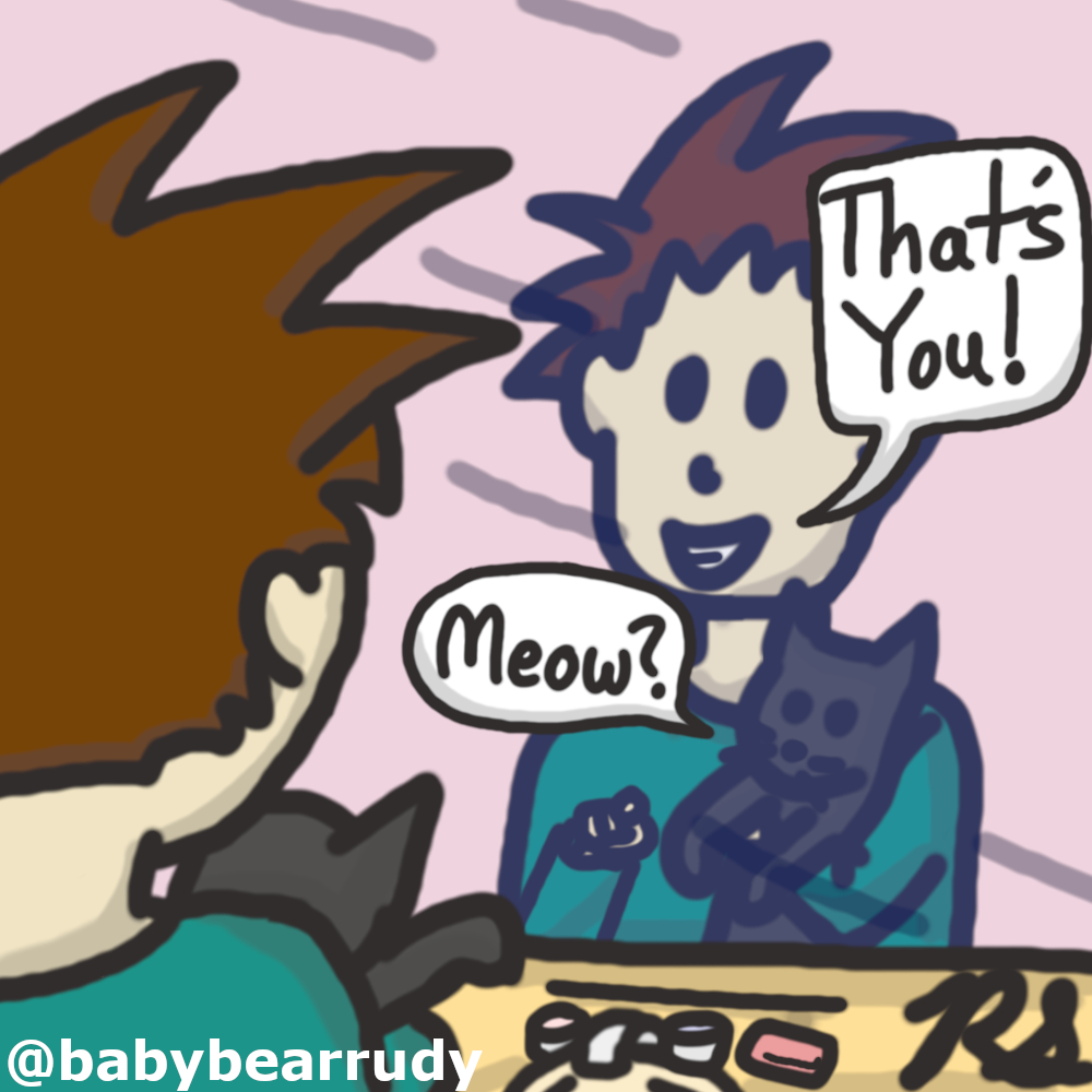 Me showing my cat it's reflection